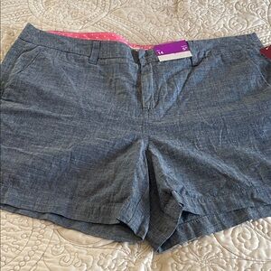 Women’s Chambray Shorts - Gray Blue, Size 14